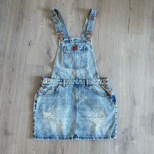 Dickies Acid Wash Denim Distressed Overall Dress